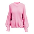 thumbnail image 3 of DuoJiaJ Sweaters for Women Crewneck Pullover Oversized Drop Shoulder Sweater Long Sleeve Classic Casual Cozy Tops Red L, 3 of 3