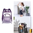 thumbnail image 2 of Raindrops Transparent PVC Backpack Simple See Through School Backpack Outdoor Bookbag Travel Makeup Pouch Organizer (Purple), 2 of 8