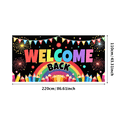 thumbnail image 3 of Welcome Back Banner with Rainbow and Pencils Colorful Backdrop for School Party Classroom Decoration Photography Props Festive Background Decor, 3 of 4