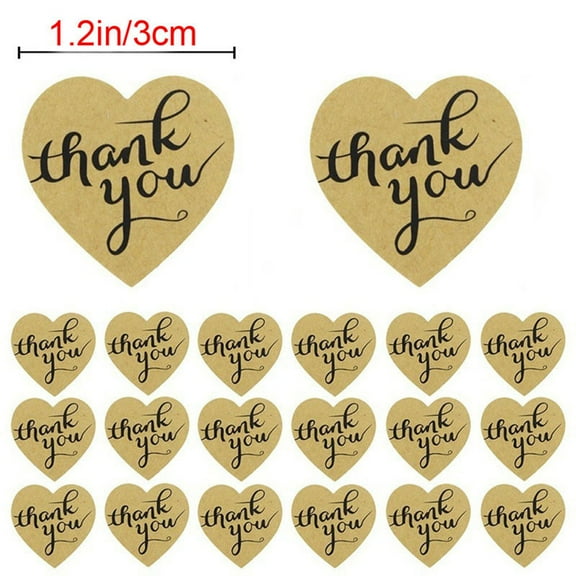 Thank You Stickers Roll with Strong Adhesiveness Perfect for Decoration Light Brown Paper 500 Sheets