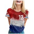 thumbnail image 1 of WEAIXIMIUNG T-Shirt Imprimé Manches Courtes Col Rond pour Femmes, Saint-Valentin Printemps Été France, 1 of 5