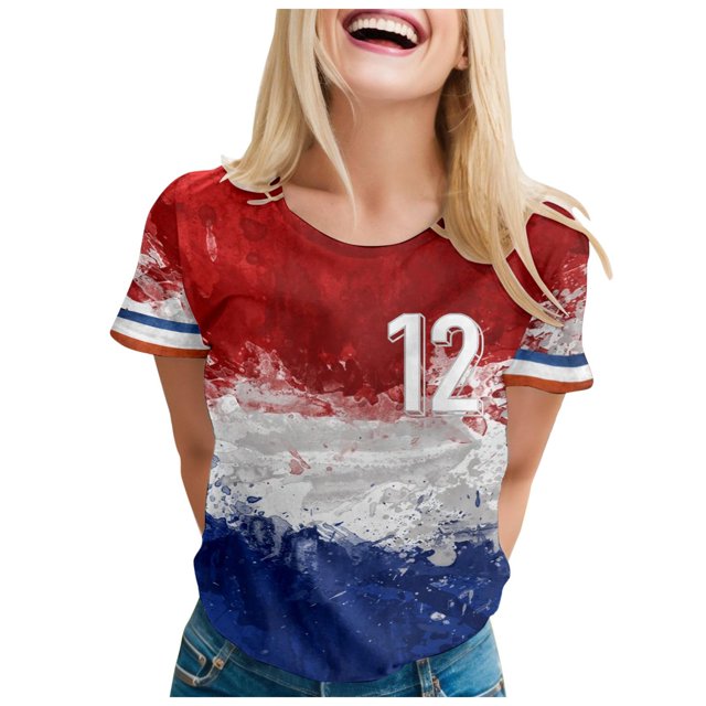 WEAIXIMIUNG T-Shirt Imprimé Manches Courtes Col Rond pour Femmes, Saint-Valentin Printemps Été France