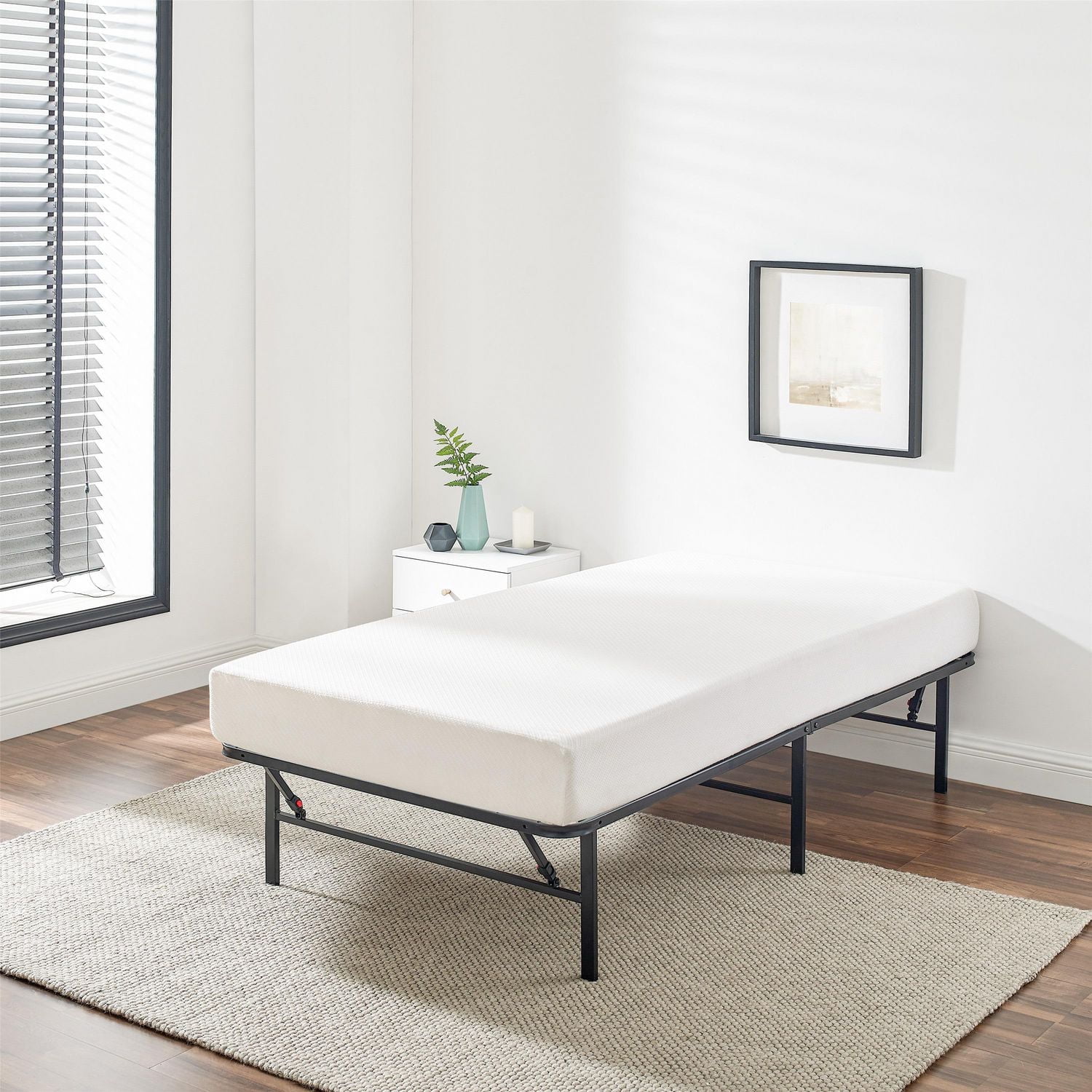 Mainstays 14" High Profile Foldable Steel Twin XL Platform Bed Frame, No Box Spring Needed, Black