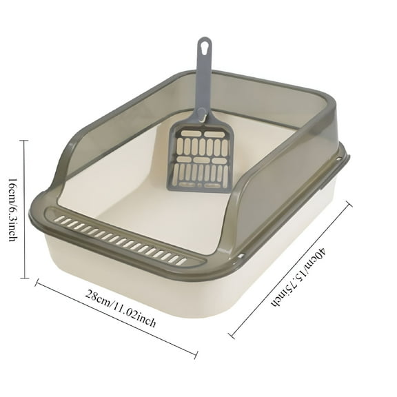 ACDANC Open Cat Sandbox High-Side Splashproof Cats Litter Box with Cleaning Tray Litter Large Capacity Plastic Anti-Splash Cat Toilet