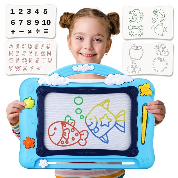 Misscat Large Drawing Board for Kids, Colorful Erasable Magna Doodle with Stamps