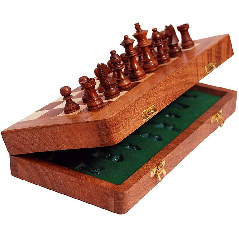  7 inch Handmade Folding Wooden Magnetic Chess Board
