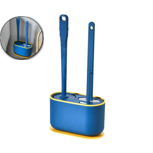 Dvruxg Triple-Brush Toilet Bowl Cleaner, Multifunctional Bathroom Scrub Set, Ventilated Base Toilet Brush Kit for Home Hygiene Use