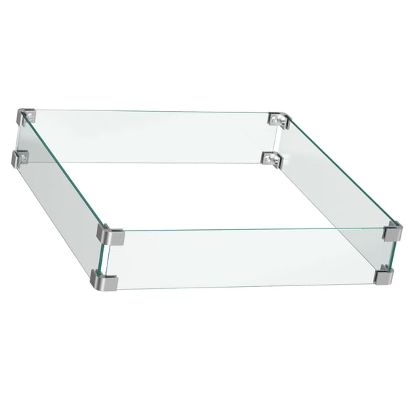 Philergo Fire Pit Wind Guard, Tempered Glass Wind Guard for 28/32 Inch Square Propane Fire Pits