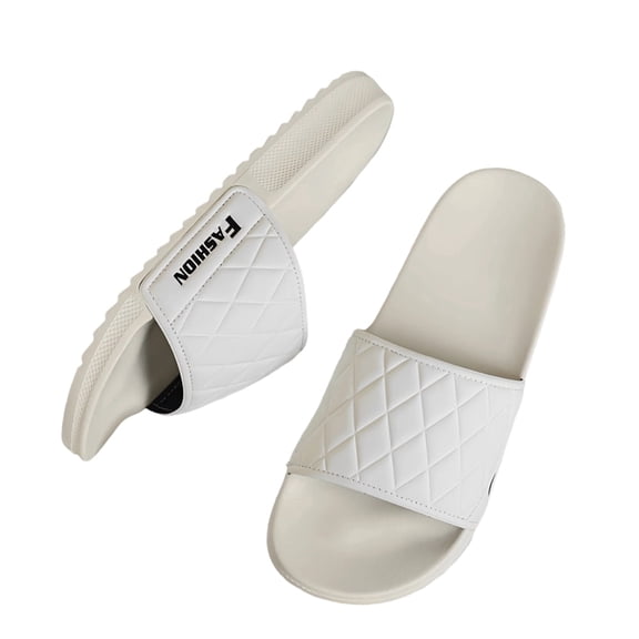 ZROVA Men's Quilted Slide Sandals - Soft Thick Sole, Indoor & Outdoor Comfort Slippers