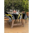 thumbnail image 3 of Outdoor Tablecloth with Umbrella Hole for Patio/Picnic/Party/Camping, Yellow Black Stripes Waterproof Table Cloth Rectangle Table Cover Washable, Modern Grey Ombre Abstract Striped (60"x 120"), 3 of 8