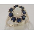 thumbnail image 5 of LBG 925 Sterling Silver Natural Opal and Sapphire Womens Cluster Ring - Size 9.75, 5 of 5