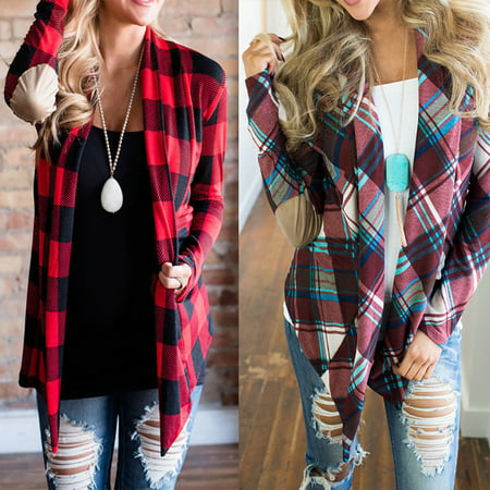 Womens Flannel Plaid Long Sleeve Shirts Casual Loose Cardigan Blouse Jacket (Best Fitting Flannel Shirts)