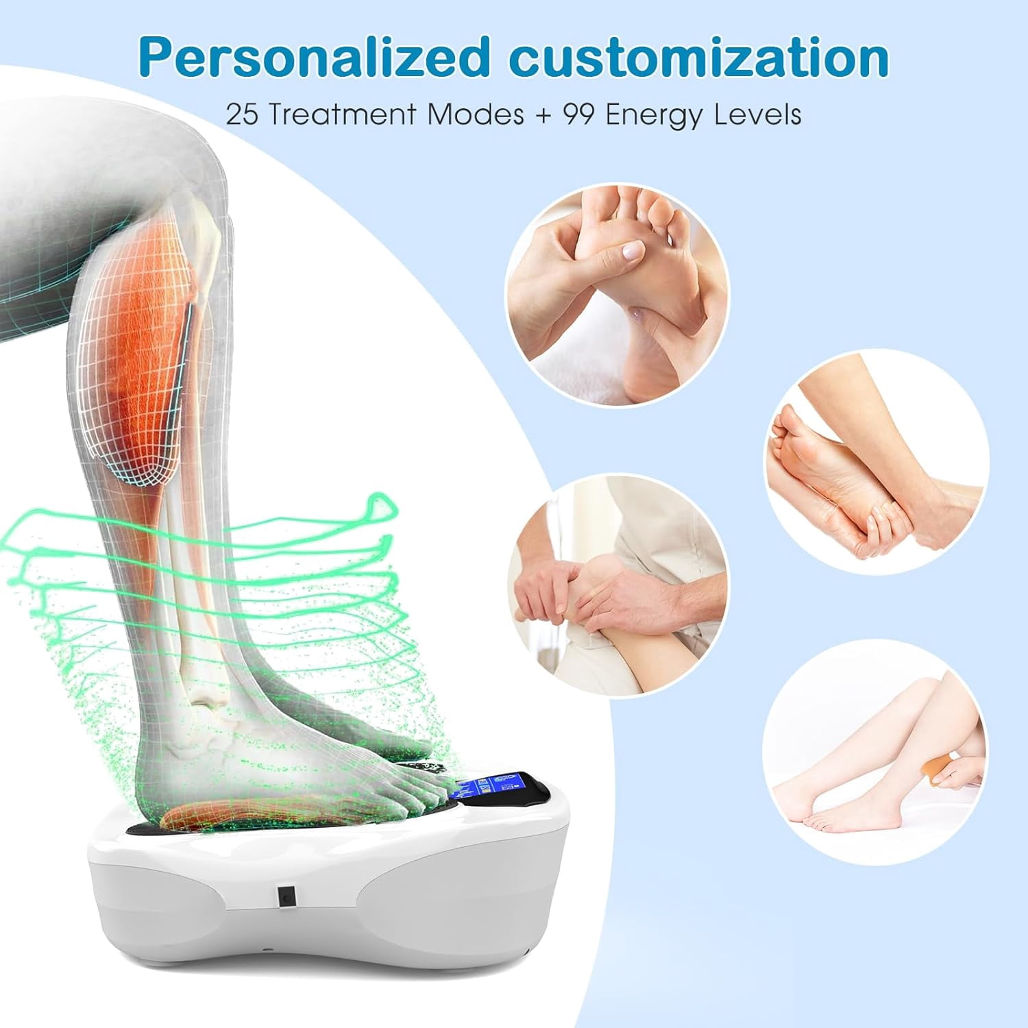 CNV Foot Nerve Muscle Stimulator Pro, TENS & EMS Foot Massager for Neuropathy, Circulation and Body Pain Relief, Electric Feet Legs Blood Circulation Machine, FSA or HSA Eligible
