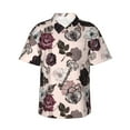 thumbnail image 2 of Goofa Retro Red Black Roses Hawaiian Shirt for Men, Unisex Summer Beach Casual Short Sleeve Button Down Shirts,Aloha Tropical Floral print shirt-Medium, 2 of 9