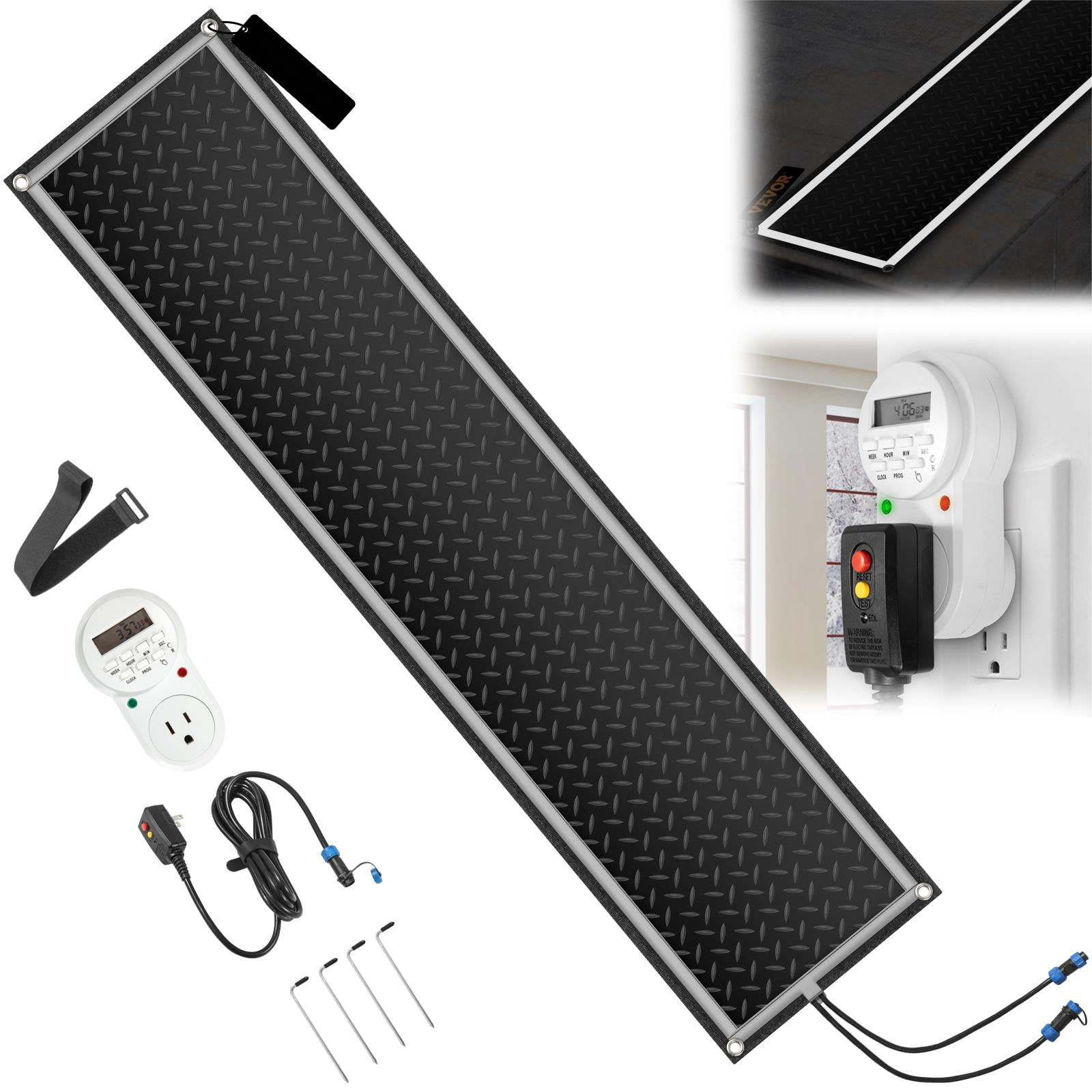 BENTISM Snow Melting Mat Heated Stair Mat 10'' x 48'' Connectable w/ Power Cord