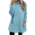 thumbnail image 2 of Tweang Pullover Sweatshirts for Women Warm Sweatshirts for Women Fuzzy Sweater Tunic Sweatshirt Christmas Sweatshirt Pullover Hoodies for Women Knitted Shirts for Women Sky Blue M, 2 of 9