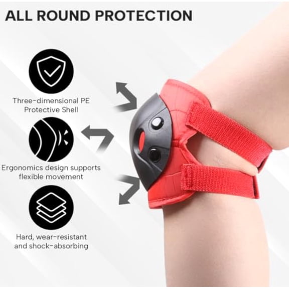 WLIKKS Kids and Youth Knee Elbow Wrist Guards Protective Gear Set for Skateboarding, Roller Skating, Inline Skating, Scooter Riding, BMX Biking (Red, Small)