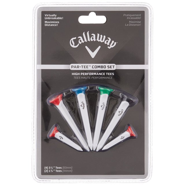 Golf Tees Callaway Par-Tee de plástico blanco, 3.25 pulgadas, paquete de 4
