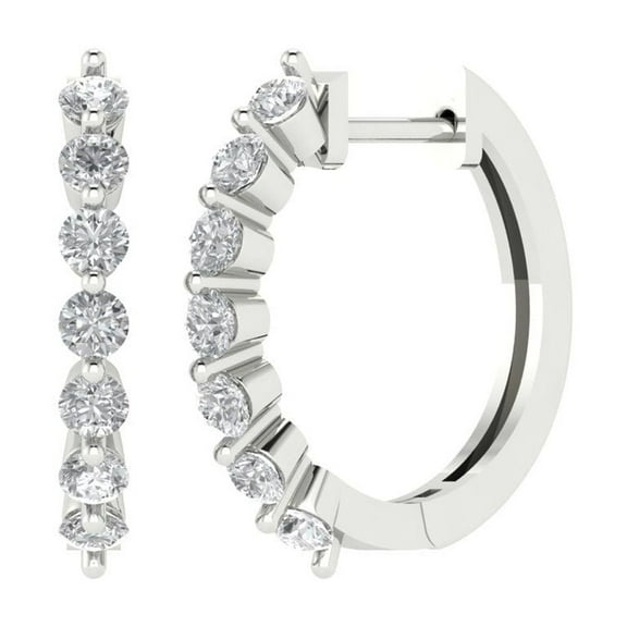 0.84 ct Lever-Back Hoop Earrings for Women | 2.5mm Round Cut Moissanite | 18K White Gold