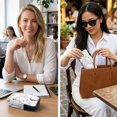 thumbnail image 4 of SEANATIVE Neoprene Eyewear Pouch Zipper Glasses Case Shockproof Anti-Scratch Eyeglasses Case Lightweight Women Men Sunglasses Holder Bag for Outdoor Office Travel, White Marble Black Crack, 4 of 7