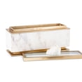 thumbnail image 3 of A&B Home Marble Decorative Box with Metal Accents and Gemstone - 14" x 4.5" x 6" - White/Gold, 3 of 6