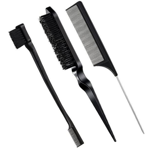 Apuakthei - Juego de 3 cepillos para cardar, cepillo de borde y peine, cepillo de cerdas para el cabello, peine para cardar, peines de aseo, peine de cola de rata resistente para viajes, estilistas,
