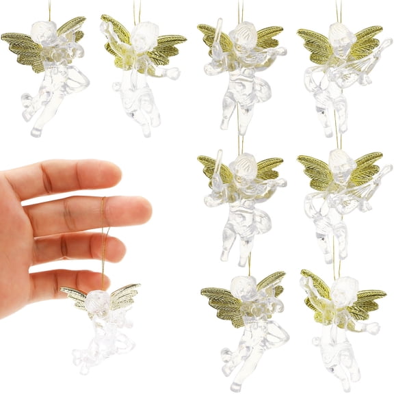 FRCOLOR 24 Pcs Christmas Angel Ornaments Christmas Hanging Angels Decorations Clear Angels Ornaments Mini Angels Figurine Christmas Tree Hanging Decoration Party Favors Glass Pendant