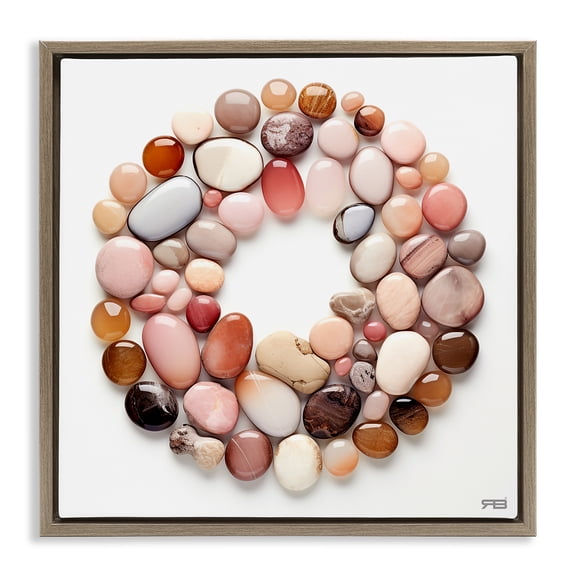Stupell Industries Southwestern Various Pebbles in Circle Brown Floating Frame Canvas Art, 25 x 25, by RB