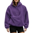 thumbnail image 3 of lnmuld Women's Cat Dog Pouch Hoodie Oversized Sherpa Teddy Plush Pet Carrier Pullover Sweatshirt with Kangaroo Pocket Drawstring Long Sleeve Size:L, 3 of 6