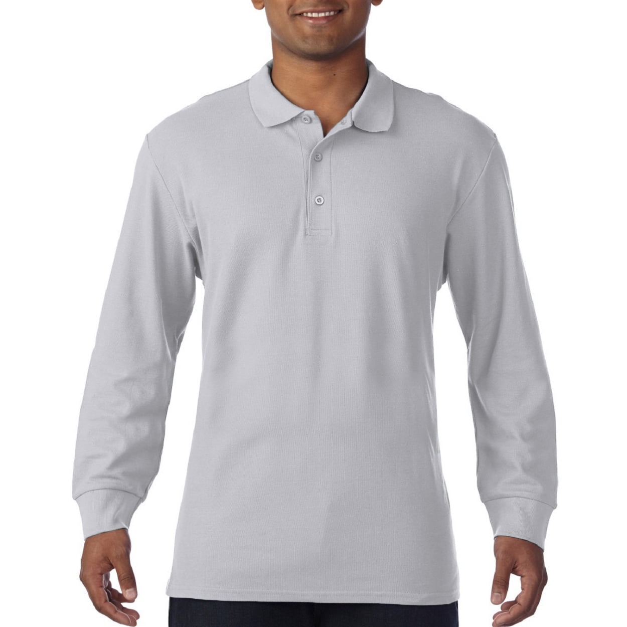 MEN'S FRUIT OF THE LOOM PREMIUM LONG SLEEVE 100% COTTON PIQUE POLO SHIRTS NEW 