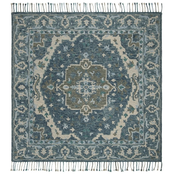 SAFAVIEH Aspen Melvin Southwestern Wool Area Rug, Dark Blue/Grey, 5' x 5' Square