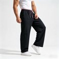 thumbnail image 2 of Aezemi Men Straight Leg Running Pants Fashion Outdoor Elastic Waist Drawstring Workout Long Trousers with Pockets Winter Fall Sports Exercise Trendy Comfy Casual Bottoms XXL, 2 of 7