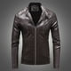 thumbnail image 2 of Chaqueta de cuero y forro polar para hombre, informal, ajustada, con cremallera, para exteriores Pompotops  oipoqjl13844, 2 of 3