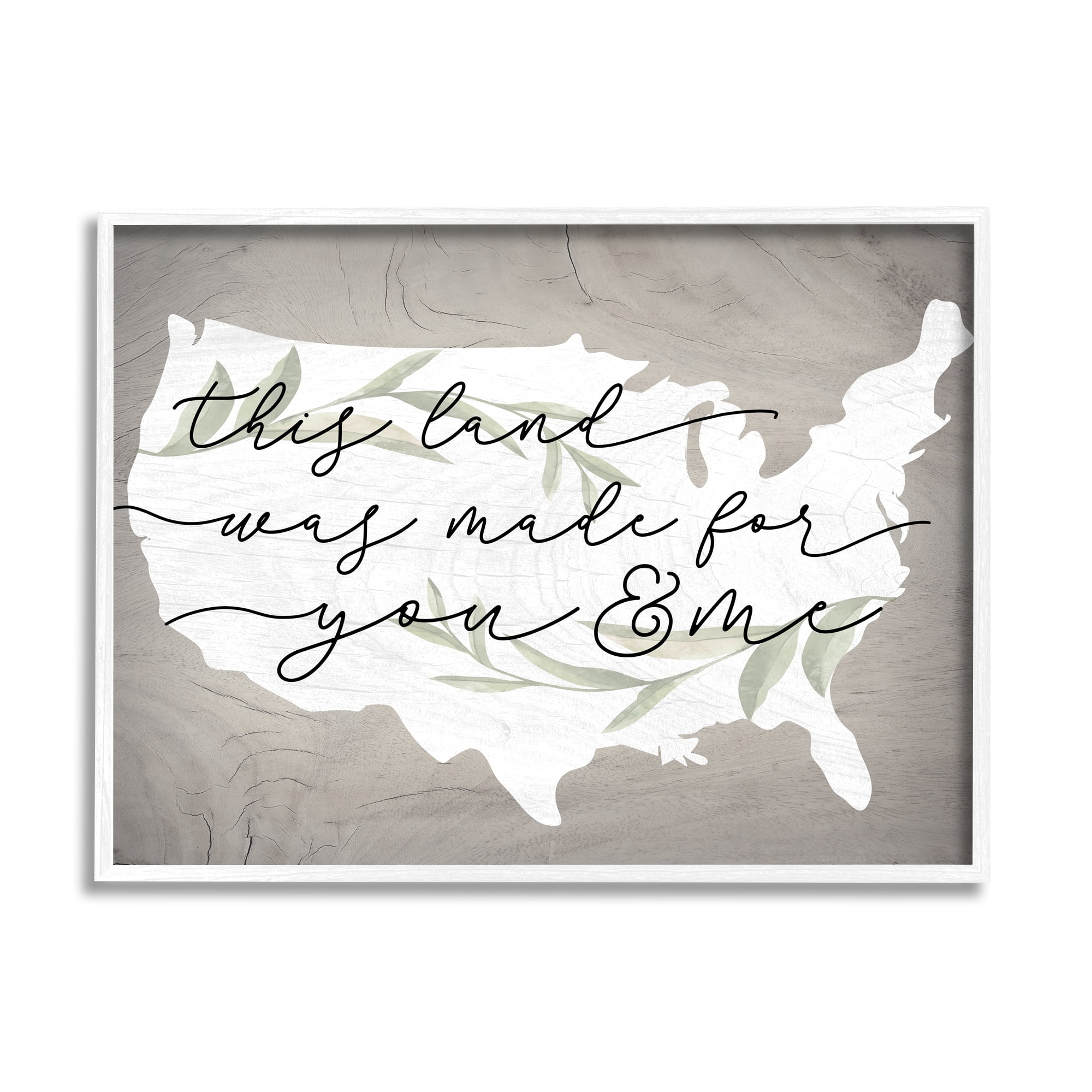 Stupell Industries Rustic Americana Cursive Typography Quote USA Map Framed Wall Art, 14 x 11, Design by Lil' Rue