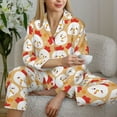 thumbnail image 5 of KLL Cartoon Chicken Print Women's Long Sleeve Pajamas with Pants Sleepwear Loungewear 2 Set-Small, 5 of 7