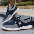thumbnail image 6 of Men's Solid Lace-Up Casual Sneakers - Lightweight Breathable Fabric Upper & Daily Wear - Navy Blue, Daily Wear Footwear & PU Sole, Low-Top Round Toe for All-Season Training, Hiking, Outdoor, 6 of 9