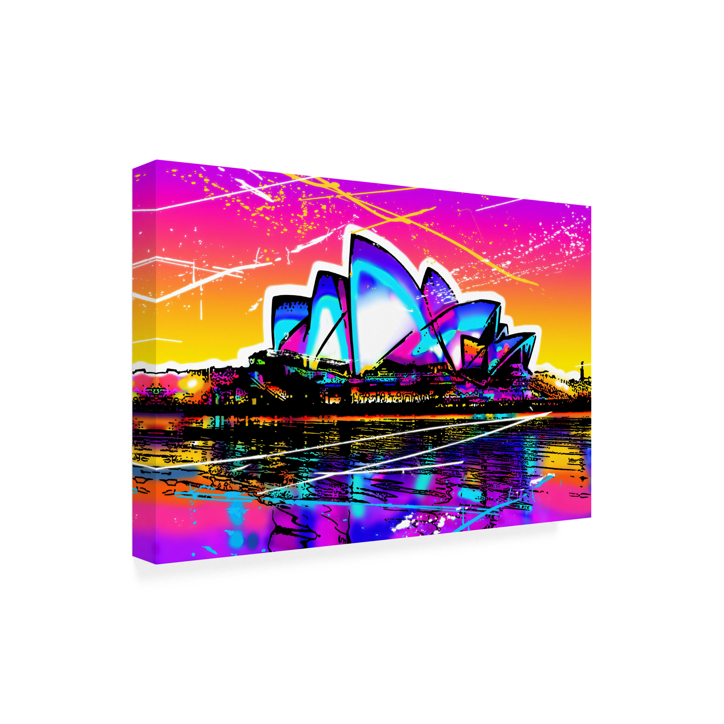 Canvas Wall Art - Ray Heere 'Colorful Cityview Sidney Opera House' Wall Art for Living Room, Bedroom, or Office DÃ©cor by Trademark Fine Art - 47 x 30 Inches