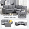 thumbnail image 2 of Power Recliner Chair, Symmetrical L-Shaped Modular Sectional Sofa Couch with USB Port, Home Theater Seating Chair 5-Seater Corner Sofa for Home Office Living Room, Gray, 2 of 9