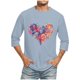 thumbnail image 1 of Camisas de Manga Larga para los Hombres Día de San Valentín Impresión Cuello Redondo Moda Casual, Mezcla de Poliéster de Lino de Algodón para Primavera Verano, 1 of 1