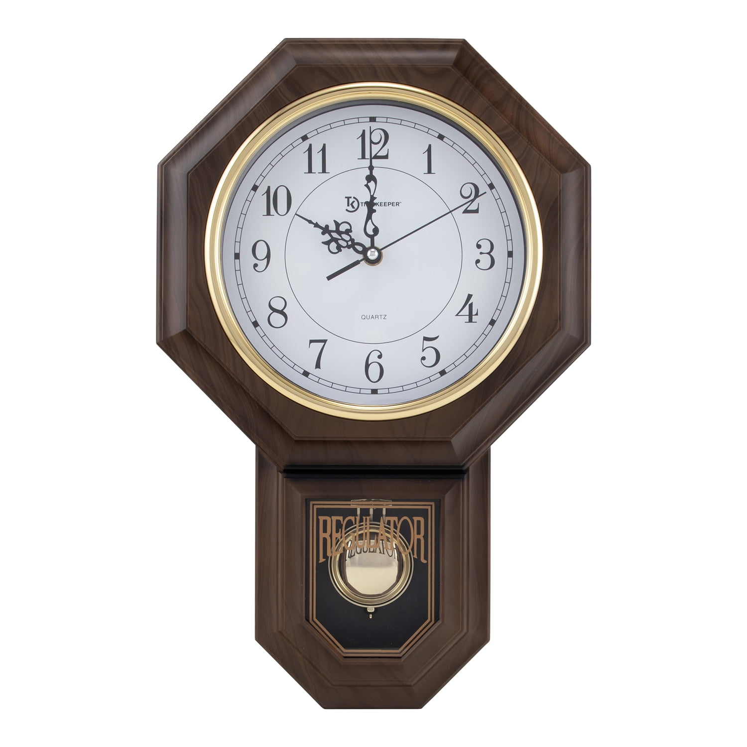 Timekeeper Essex 18.75" Modern Pendulum Wall Clock (Faux Wood), 180WAGMPT