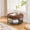 Brown + faux fur-1, variant on 30.9"Wide Upholstered Round Ottoman Coffee Table Foot Rest with Black Metal Legs, Footstool with Wooden Open Storage Shelf,Faux Fur Footstool for Living Room Bedroom Entryway Hotel. Brown