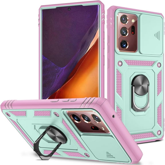 Samsung Galaxy Note 20 Ultra Case, Pink Green, Shockproof, Impact Resistant, Magnetic Car Mount, Built-in Kickstand, TPU & Hard PC, Compatible with Galaxy Note 20 Ultra/Note 20 Ultra 5G