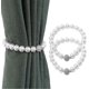 thumbnail image 1 of 2 Pack White Beaded Magnetic Curtain Tiebacks, Simple and Elegant, Modern Style, Suitable for Most Curtains, 1 of 5