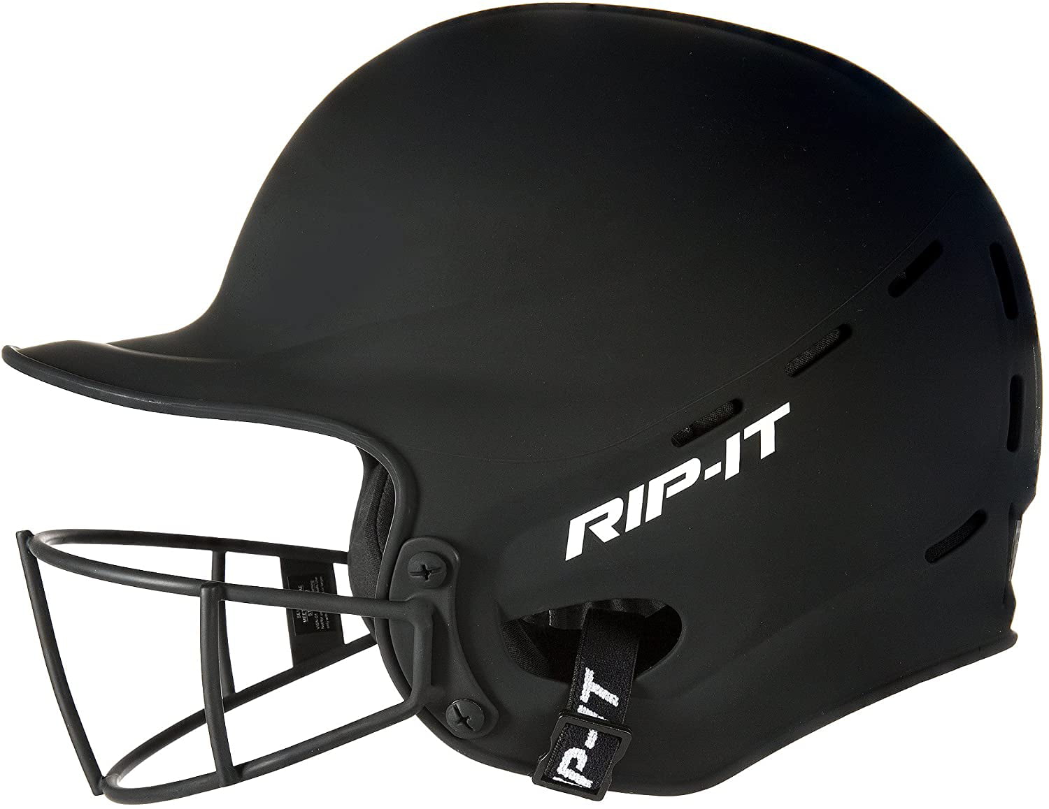 Matte Black Small Medium Rip-It Vision Pro Softball Batting Helmet 