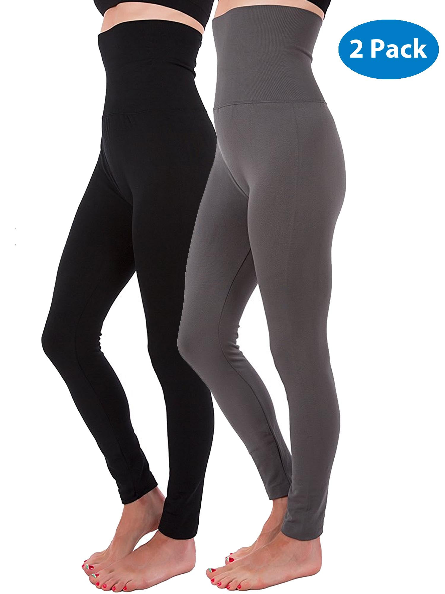 2-Pack High Waist Tummy Control Full Length Legging Compression Top Pants  Fleece Lined - Walmart.com