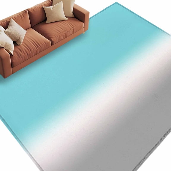 Teal White Grey Ombre Large Area Rugs for Bedroom Living Room, Non Slip Carpet Bedside Rug, Blue Modern Abstract Aesthetics Rectangular Floor Cover Kitchen Accent Rug 8'x10' for Dining Room/Office