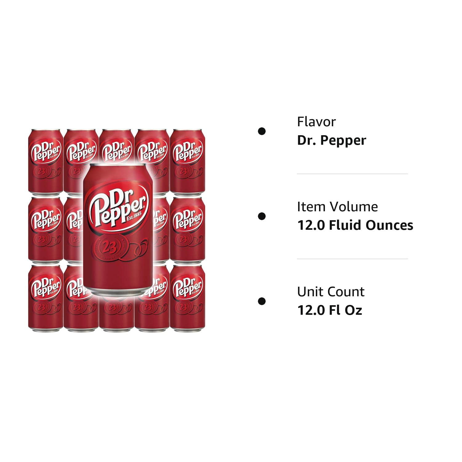 Dr Pepper Soda Cans, 12oz Can (Pack of 15, Total of 180 Oz)