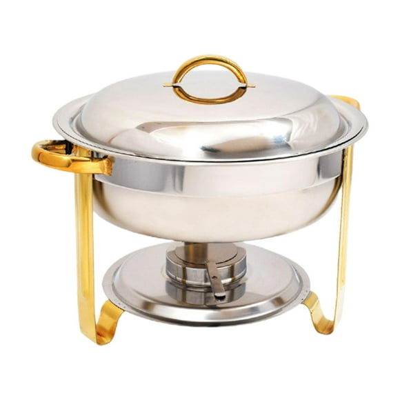 Luzkey Chafing Dish Buffet Server and Warmer 4.5L Soup Warmer Pot Can Serve 3-4 People Catering Buffet Warmer Set for Hiking Camping Gold