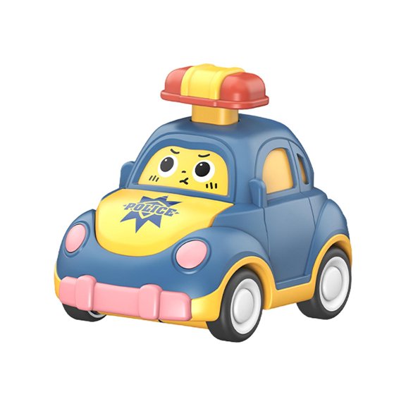 Coche de juguete educativo de dibujos animados con función de empuje y avance, vehículo de fricción para preescolares. azul