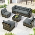 thumbnail image 2 of Patio Outdoor Furniture Sets, 7 Pieces All-Weather Rattan Sectional Sofa with Tea Table & Cushions, PE Rattan Wicker Sofa Couch Conversation Set for Garden Backyard Poolside, 2 of 8
